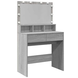 vidaXL Sminkebord med LED gr&aring; sonoma 80x41x134,5 cm