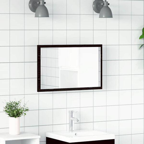 vidaXL Baderomsspeil med LED-lys svart eik 60x8,5x37 cm