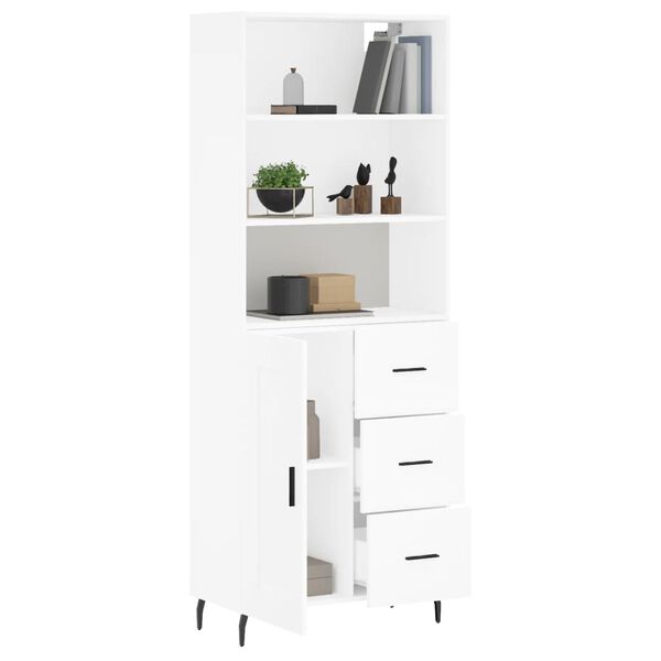 vidaXL Highboard hvit 69,5x34x180 cm konstruert tre
