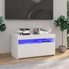 vidaXL TV-benk med LED-lys h&oslash;yglans hvit 75x35x40 cm