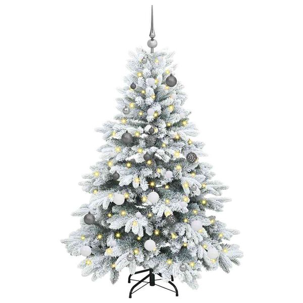 vidaXL Kunstig juletre med 150 LED med stativ Hvit 150 cm PE og PVC