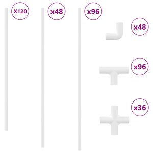 vidaXL PVC R&oslash;r 12 pcs Hvit 12,2 x 1,8 x 500 mm Materialpp og PE