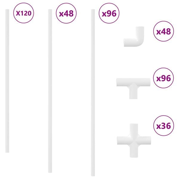 vidaXL PVC R&oslash;r 12 pcs Hvit 12,2 x 1,8 x 500 mm Materialpp og PE