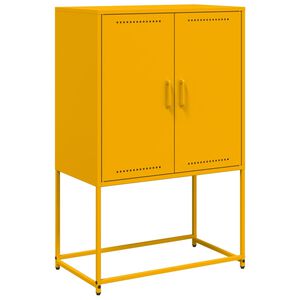 vidaXL Highboard sennepsgul 68,5x38,5x107 cm stål