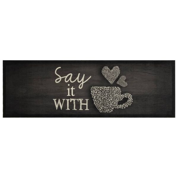 vidaXL Kj&oslash;kkenteppe vaskbar Cup svart 60x180 cm fl&oslash;yel