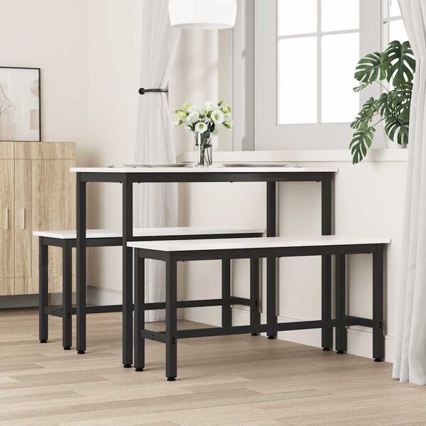 vidaXL Spisebenk Hvit 100 x 32,5 x 49 cm Massivt furutre