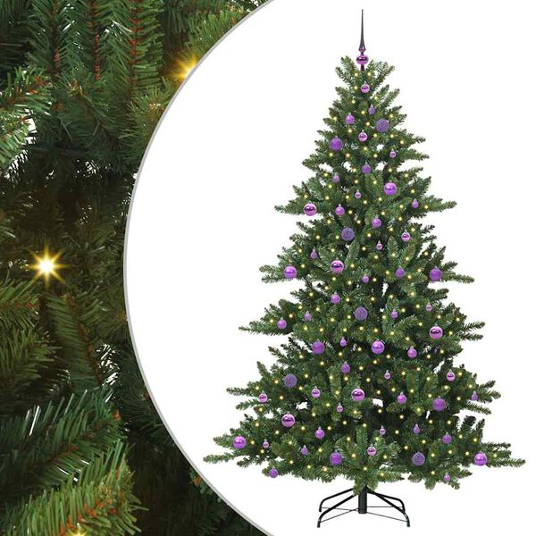 vidaXL Kunstig sammensatt juletre med 300 LED gr&oslash;nn 210 cm PVC og st&aring;l