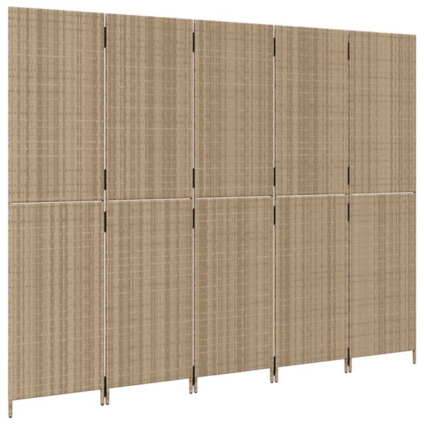 vidaXL Romdeler 5 paneler beige polyrotting