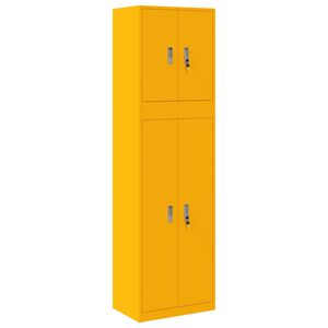 vidaXL Oppbevaringsskap 2 stk. Sennepsgul 60 x 40 x 210 cm St&aring;l L&aring;sbar