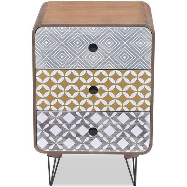 vidaXL Sideskap med 3 skuffer brun