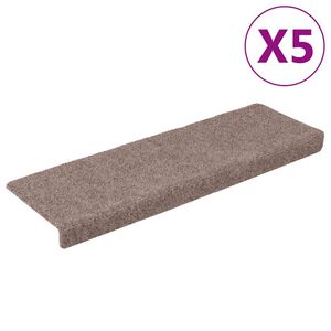 vidaXL Trappematter selvklebende 5 stk 65x21x4 cm lysebrun rektangul&aelig;r kant