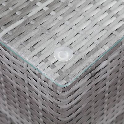 vidaXL Sidebord 3 stk med glass topp grå polyrotting