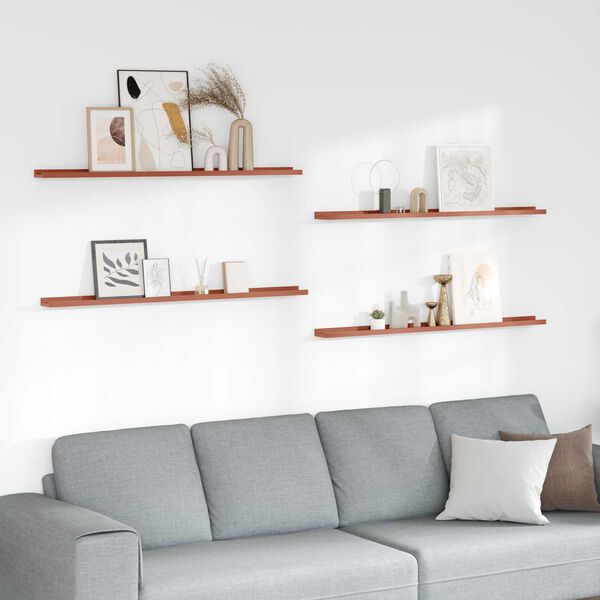 vidaXL Vegghylle med hylle 4 pcs R&oslash;d 115 x 9 x 3 cm Konstruert tre