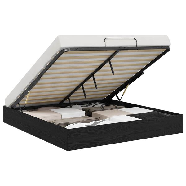 vidaXL Ottoman sengeramme Svart Eik 203 x 160 x 25 cm Konstruert tre