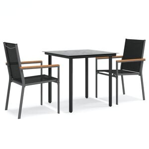 vidaXL Hagespisegruppe 3 deler svart textilene og st&aring;l