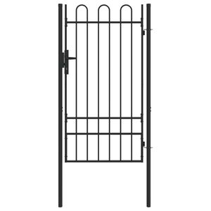 vidaXL Gjerdeport BOXTEL 103 x 225 cm Pulverlakkert st&aring;l Gr&aring; L&aring;sbar