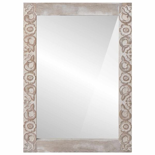 vidaXL Baderomsspeil Hvit 70 x 50 x 2,5 cm Massiv mango tre