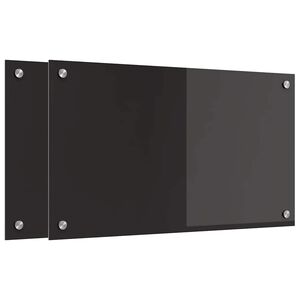 vidaXL Kj&oslash;kkenbenkplate 2 stk. Svart 70 x 40 cm herdet glass