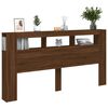vidaXL Sengegavl med LED brun eik 200x18,5x103,5 cm konstruert tre