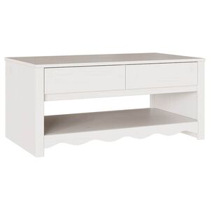 vidaXL Kaffebord med skuff Drammen Hvit 99 x 55 x 45 cm Heltre furu