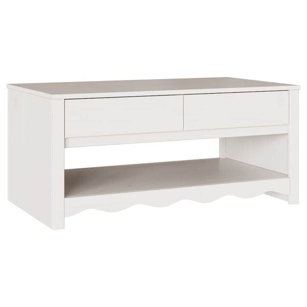 vidaXL Kaffebord med skuff Drammen Hvit 99 x 55 x 45 cm Heltre furu