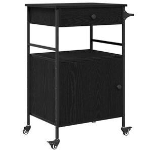 vidaXL Kj&oslash;kkenvogn Svart Eik 56 x 43 x 89,5 cm Konstruert tre