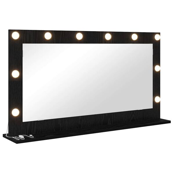 vidaXL Stilfullt Speil med LED -stripelys Svart Eik 100 x 55 x 18 cm