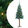 vidaXL Slim juletre med 150 LED gr&oslash;nn 150 cm PVC og Massivt Furu tre