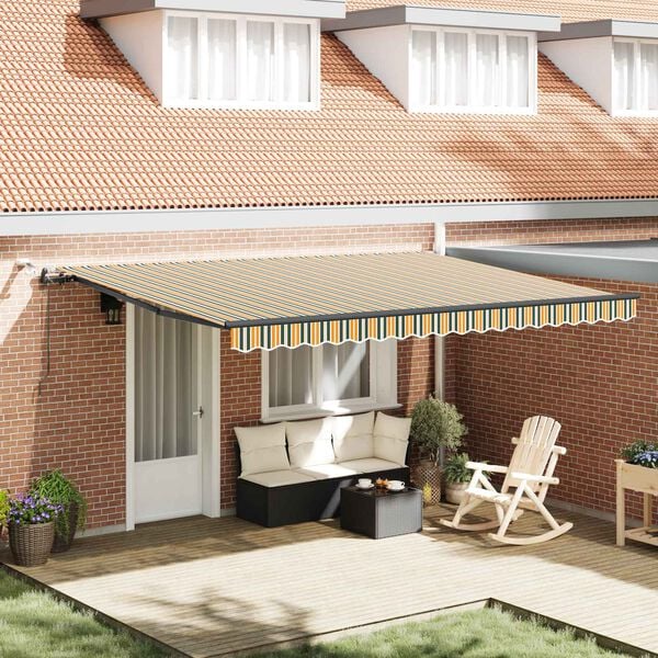 vidaXL Markiseduk med Gr&oslash;nn og gul 450 &times; 350 cm Polyester