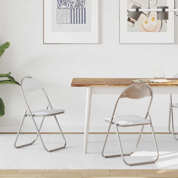 vidaXL Sammenleggbart stol 2 pcs Hvit og Gr&aring; 48 x 43,5 x 81 cm