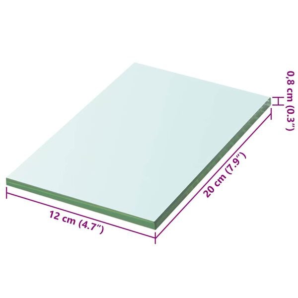 vidaXL Hyllepanel klart glass 20x12 cm