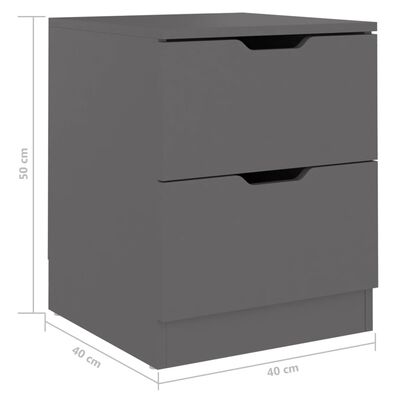 vidaXL Nattbord grå 40x40x50 cm sponplate