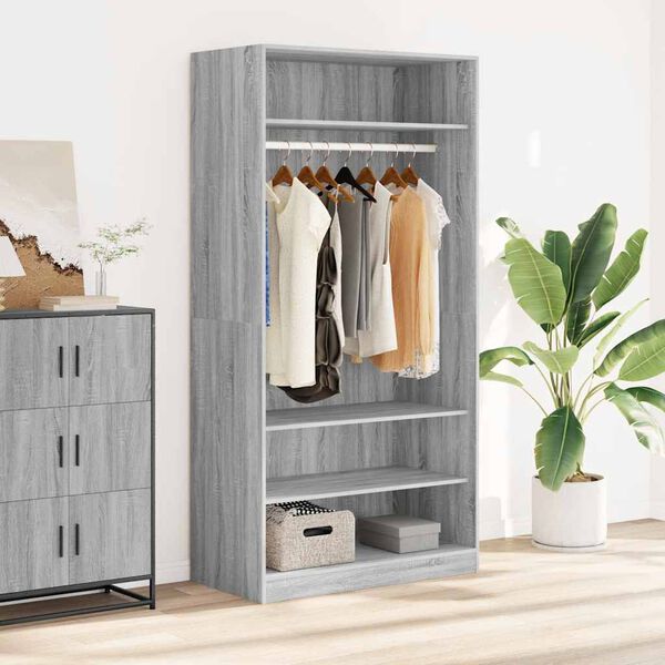 vidaXL Garderobe gr&aring; sonoma 100x50x200 cm konstruert tre