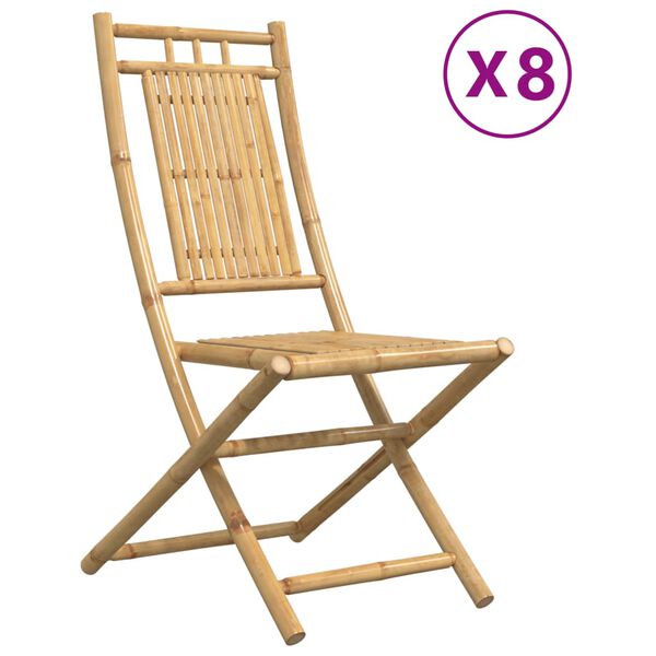 vidaXL Sammenleggbare hagestoler 8 stk 46x66x99 cm bambus