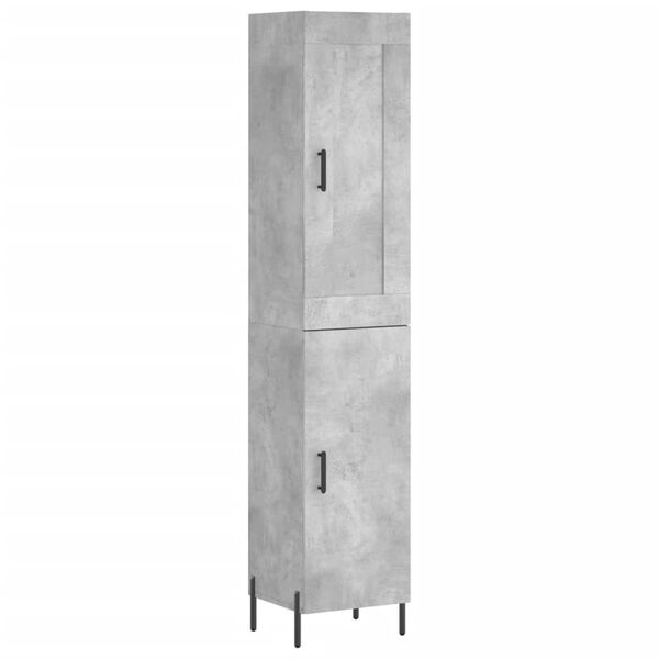 vidaXL Highboard betonggr&aring; 34,5x34x180 cm konstruert tre