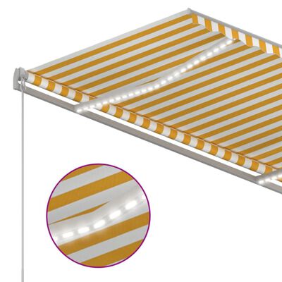 vidaXL Automatisk markise med LED og vindsensor 3,5x2,5 cm gul og hvit