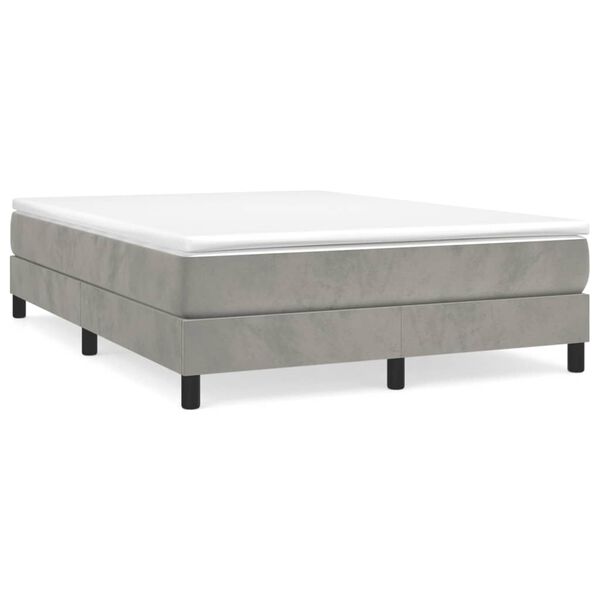 vidaXL Boxspring-sengeramme lysegr&aring; 135x190 cm Double fl&oslash;yel