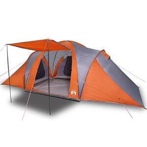 vidaXL Kuppeltelt for camping 6 personer gr&aring; og oransje vanntett