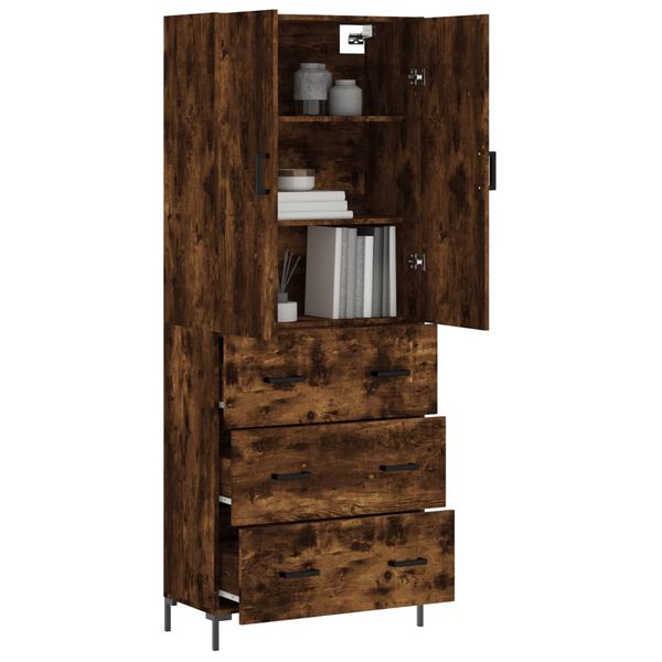 vidaXL Highboard r&oslash;kt eik 69,5x34x180 cm konstruert tre