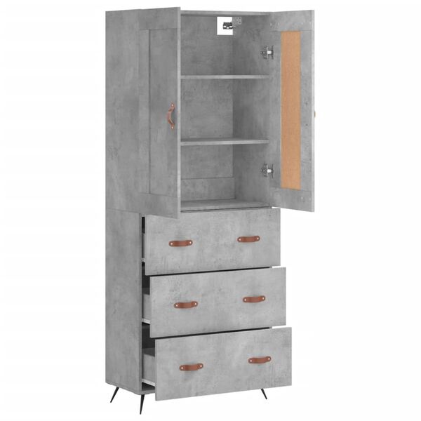 vidaXL Highboard betonggr&aring; 69,5x34x180 cm konstruert tre