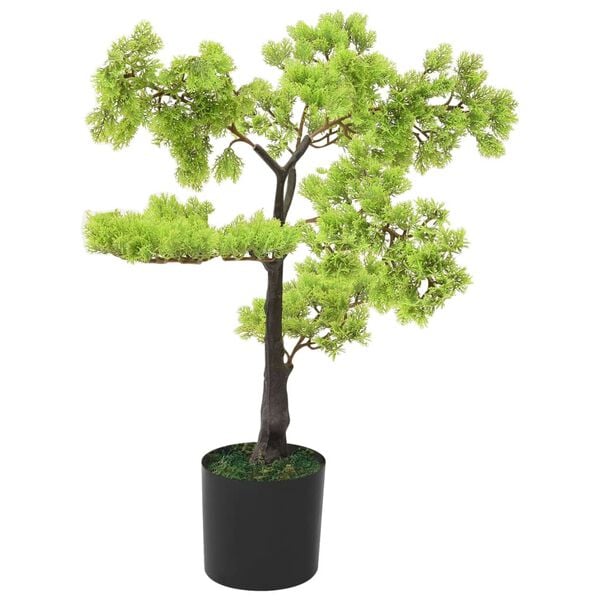 vidaXL Kunstig sypress bonsai med potte 60 cm gr&oslash;nn