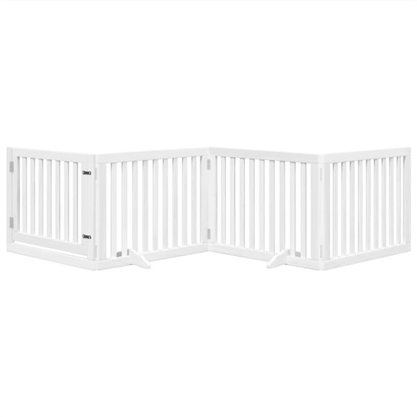 vidaXL Hundeport sammenleggbar 4 paneler hvit 320 cm poppeltre