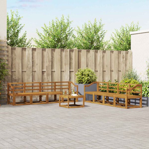 vidaXL Utend&oslash;rs sofa-sett 9 pcs Naturlig Solid akasietre