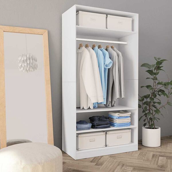 vidaXL Garderobe hvit 100x50x200 cm konstruert tre