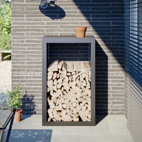 vidaXL Vedstativ antrasitt 60x40x100 cm st&aring;l