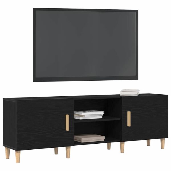 vidaXL TV-skap Svart Eik 150 x 30 x 50 cm Konstruert tre