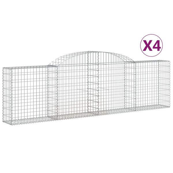 vidaXL Gabionkurver buede 4 stk 300x30x80/100 cm galvanisert jern