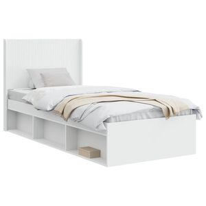 vidaXL Sengramme med oppbevaring og hodegavl Hvit 75 x 190 cm