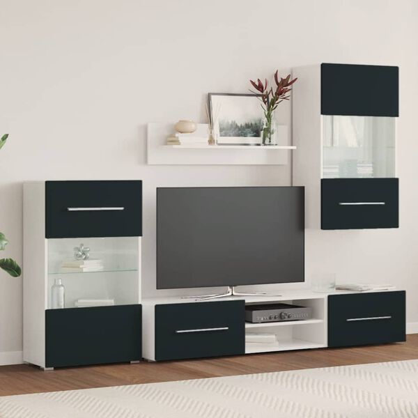 vidaXL TV-enheter med LED 5 deler matt indigo konstruert tre