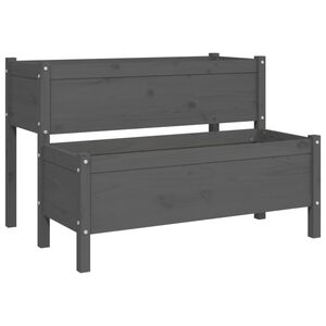 vidaXL Plantekasse gr&aring; 110x84x75 cm heltre furu